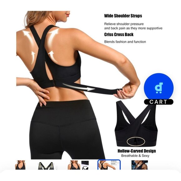 Rare ELEHOLD High Impact Sports Bra Padded Front Magnetic Buckle NWT Black Small - Picture 4 of 12